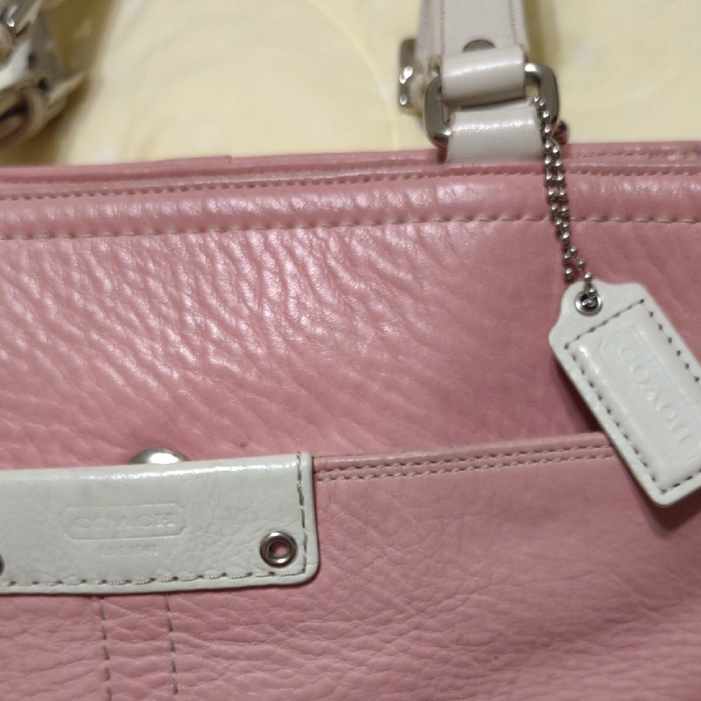 Coach Pink and Cream Leather Shoulder Bag